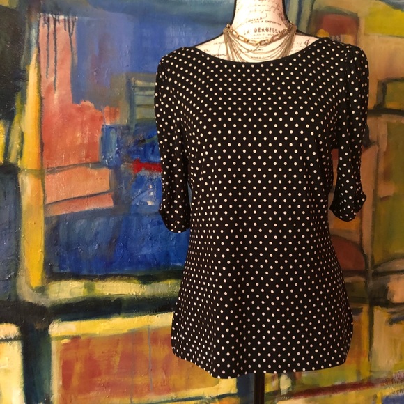 WHBM polka dot scoop back blouse size medium - Picture 2 of 7